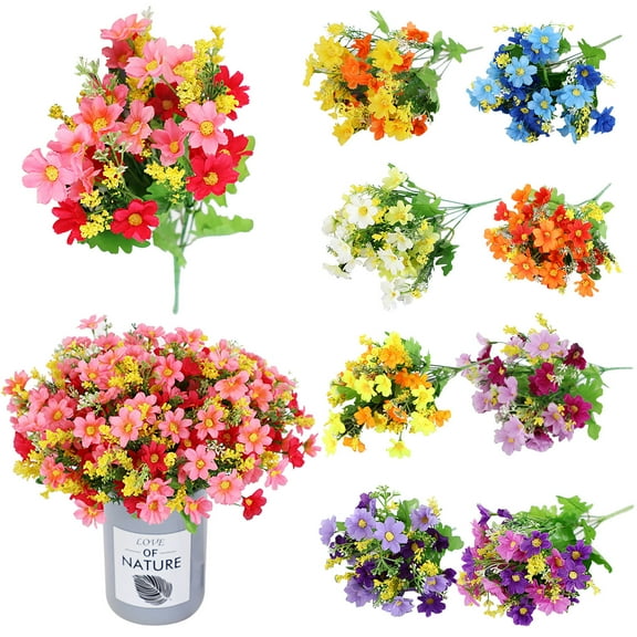 1X Artificial Flower Clearance! Nomeni Decorative Flowers Small Daisy Home Decor Dark Purple, Fake Flowers Promotion Sale! Dark Purple