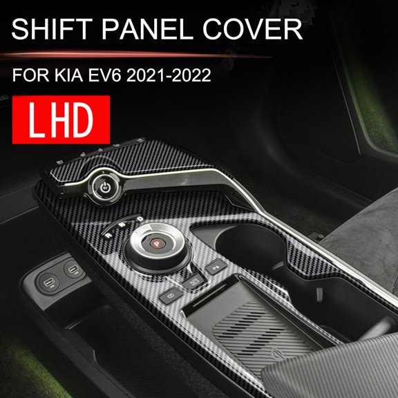 1X Auto Central Control Gear Panel Sticker Trim Cover Carbon Fiber Style Trim Mouldings Accessories Black Abs For Kia Ev6 2021 Fangkenuo