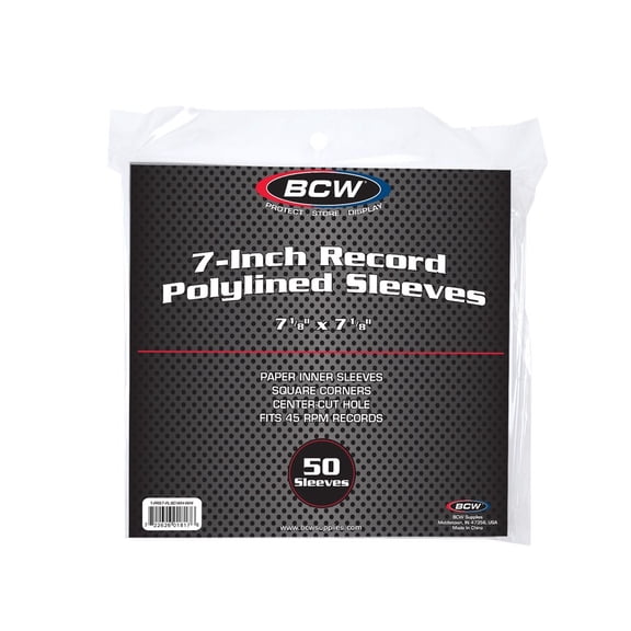 1X BCW 7 Inch Record Paper Inner Sleeves - Polylined - With Hole - White (Pack of 50)