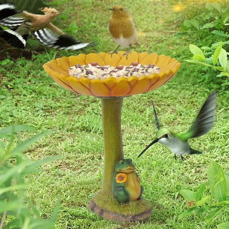1X Bird Bath Ornaments Resin Birdbath Polyresin Antique Garden Bird for Home Garden Yard