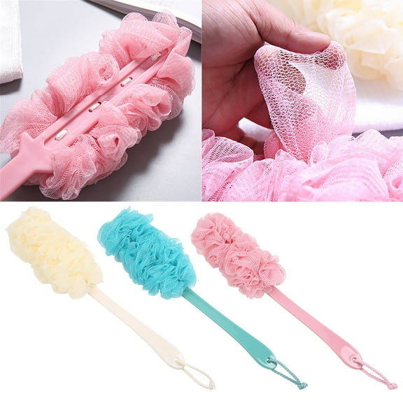 1X Brush Back Scrubber for Shower Loofah Long Handle Bath Body Brush Soft Nylon Mesh Sponge for Shower Loofah on A Stick for Men Women Exfoliating Scrub Cleaning Luffa for Elderly