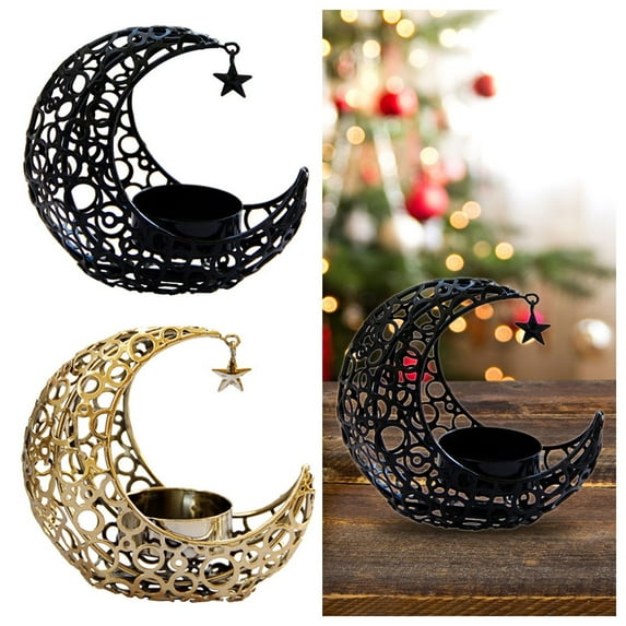 1X Candlestick Clearance! Crystal Pillar Candle Holders Moon Shaped Metal Candle Holders Moon Candle Stand Decorative Candlestick Holders for Table Centerpiece 4X3.8Inch, Room Decor Promotion Sale!