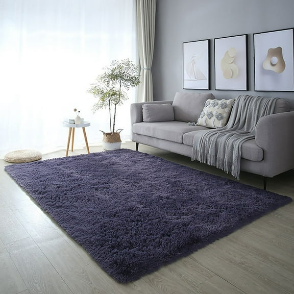 1X Carpet Soft Area Rug Modern Shaggy Bedroom Rugs for Kids Room Nursery Rug Floor Carpets 2'X 3' Gray Purple Carpet