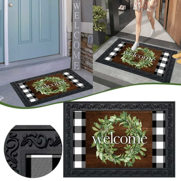 1X Carpet Welcoming Spring Decoration Door Mat Anti Slip Bottom Carpet Spring Welcome Spring Indoor and Outdoor Decoration Doormat Carpet Carpet