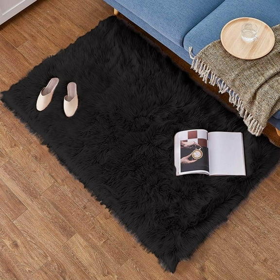 1X Carpet Wool Imitation Sheepskin Rugs Faux Non Slip Bedroom Shaggy Carpet Mats