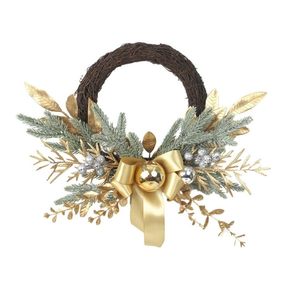 1X Christmas Wreath - Christmas Wreath Christmas Door Decorations Wreath with Christmas Golden Twigs Artificial Christmas Indoor Outdoor Wreath Decorations