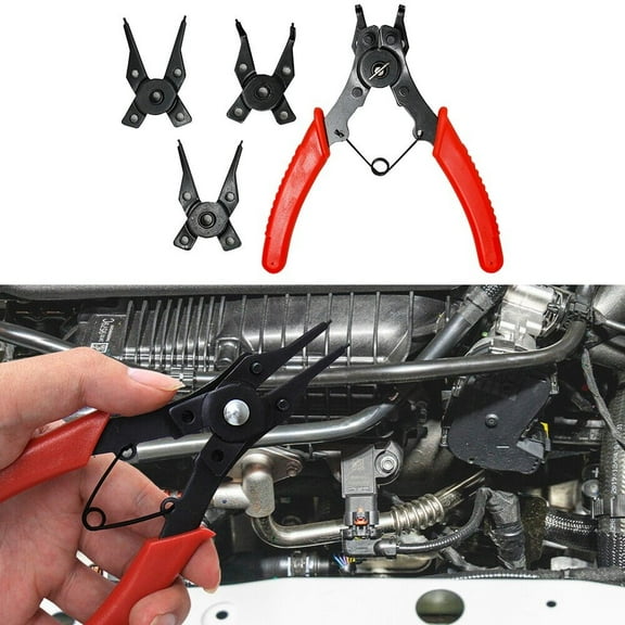 1X Circlip Pliers 4 In 1 Snap Ring Plier Combination Spring Fixed Tool Alternate 3 Clamps For Easy Replacement Universal Parts
