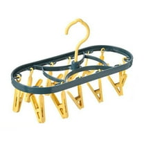 1X Clothes Hanger Plastic Drying Rack 12 Clip Windproof Multi Functional Dormitory Home Drying Underwear Underwear Drying Rack Student Socks Rack Home Textile Storage