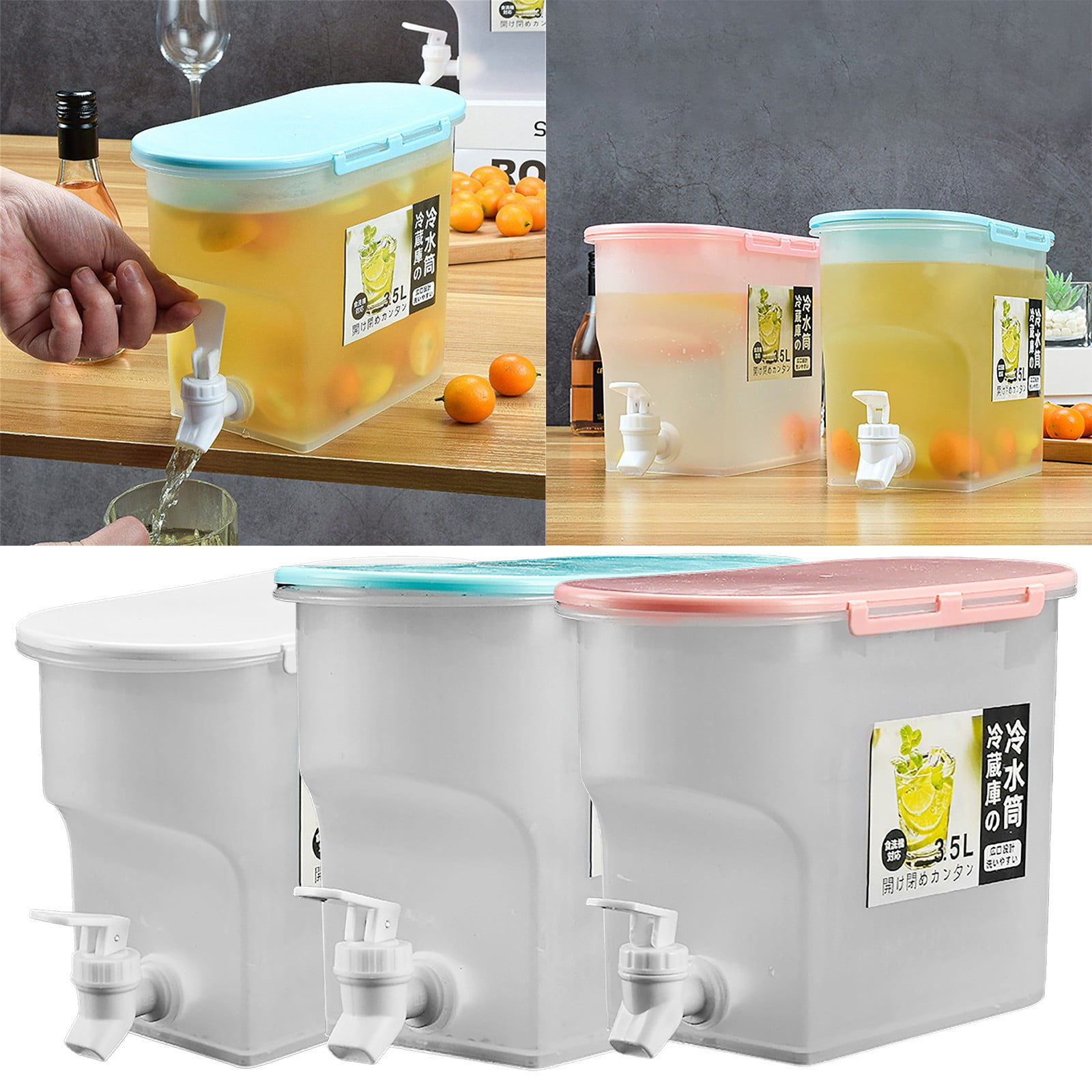 Barhoo Water Pitcher Clearance! 3.5L Beverage Dispenser With Faucet High Temperature Resistance Iced Tea Beverage Bucket Cold Drink Juice Dispenser Jug Wat - View #6