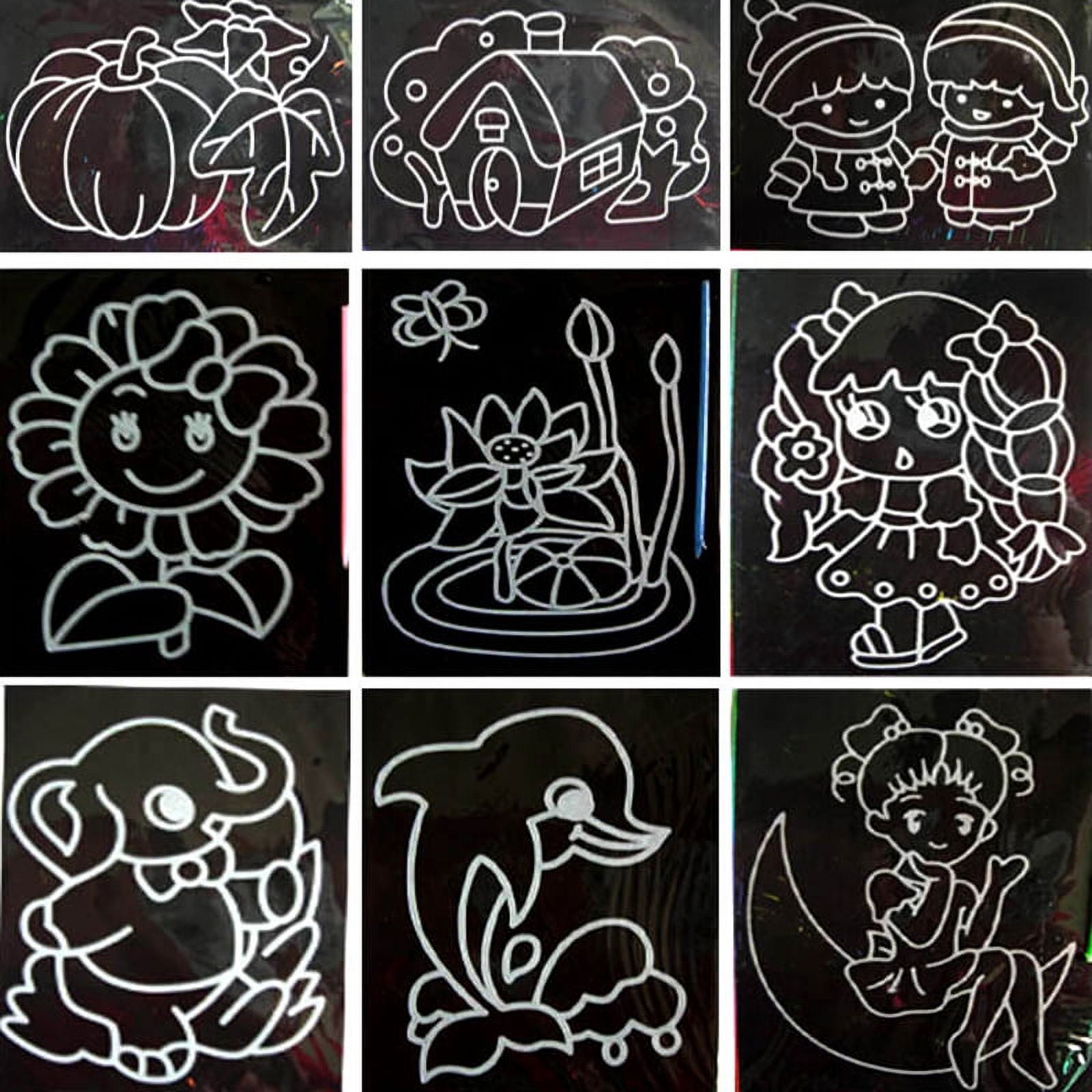 Scratch Art Card Painting Paper Drawing Colouring Stick Sweet Janes - Gift  and Confectionary