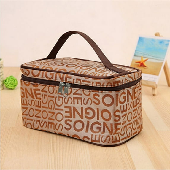 1X Cosmetic Bag Letter Cosmetic Bag Fashion Square Travel Portable Storage Wash Bag Home Textile Storage
