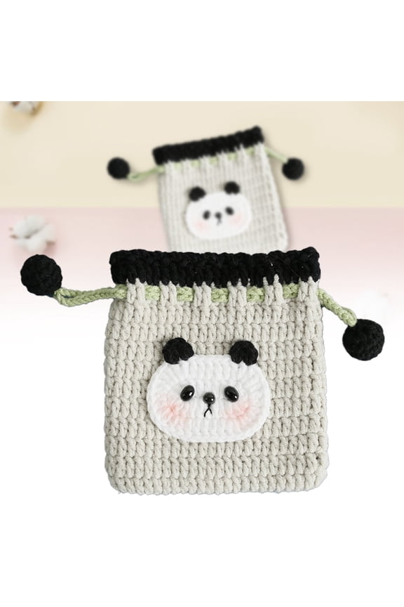 1X Crocheted Drawstring Bag Small Crochet Wallet Cute and Interesting Orange Change Wallet Suitable for Gifts for Women and Girls Home Textile Storage