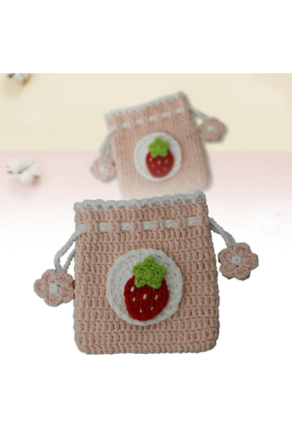 1X Crocheted Drawstring Bag Small Crochet Wallet Cute and Interesting Orange Change Wallet Suitable for Gifts for Women and Girls Home Textile Storage
