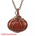 thumbnail image 1 of 1X Crystal Pumpkin Wire Wrapped Necklace Copper Pendant Halloween Autumn Jewelry, 1 of 9