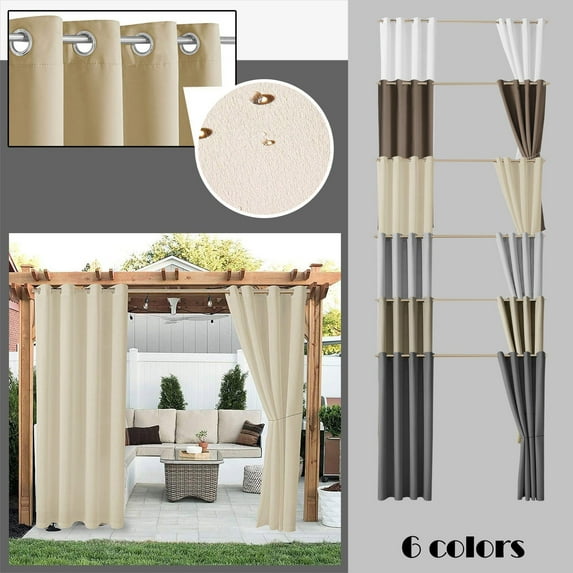 1X Curtain Outdoor Curtain Top Sunlight Blocking Window Drapes Curtains for Home Bedroom Living Room Patio Porch Pergola Cabana Gazebo Curtain