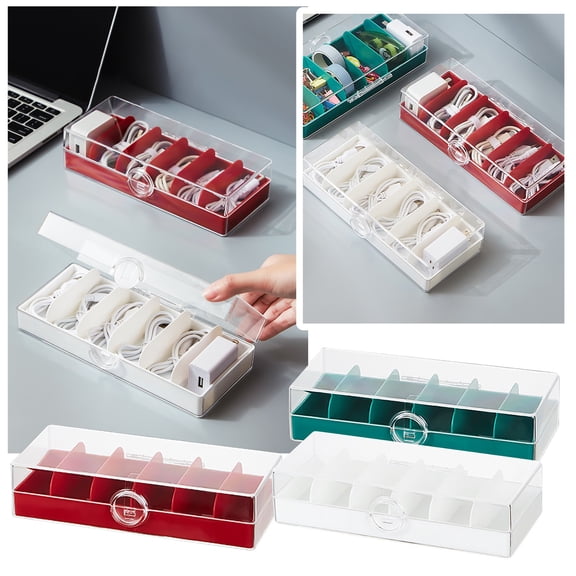 1X Data Cable Storage Box Data Cable Storage Box Charging Cable Management Storage Box Usb Cable Organizer Small Desk Electronic Accessories Storage Box Home Textile Storage