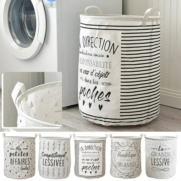 1X Dirty Clothes Basket Laundry Basket Large Laundry Basket Long Handle Freestanding Laundry Basket Round Bucket Waterproof Clothes Toys Towels Gray Storage Home Textile Storage