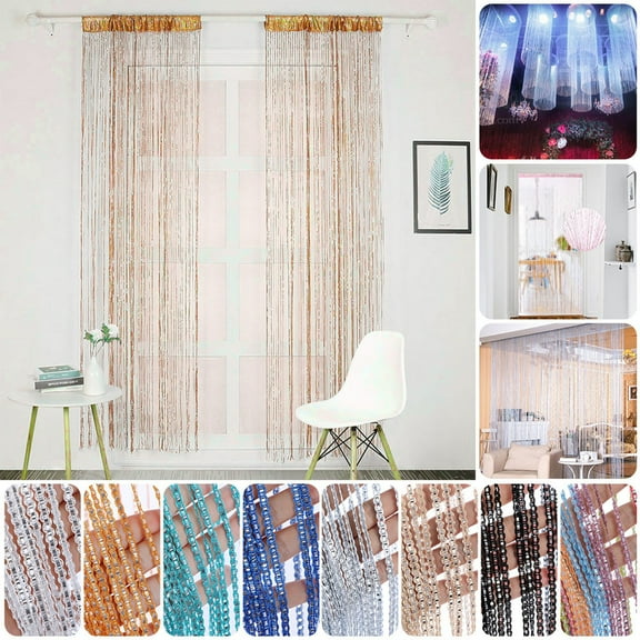 1X Door Curtain Wedding Props and Home Decoration Silver String Door Curtain Elegant and Effective Room Divider Curtain