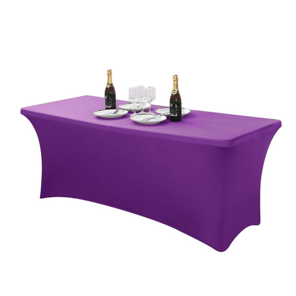 1X Elastic Table Cover 6 Ft Fitted Fushia Rectangular Stretchy Spandex Tablecloth for Wedding Party Tradeshow Decor Decoration Table Cloth