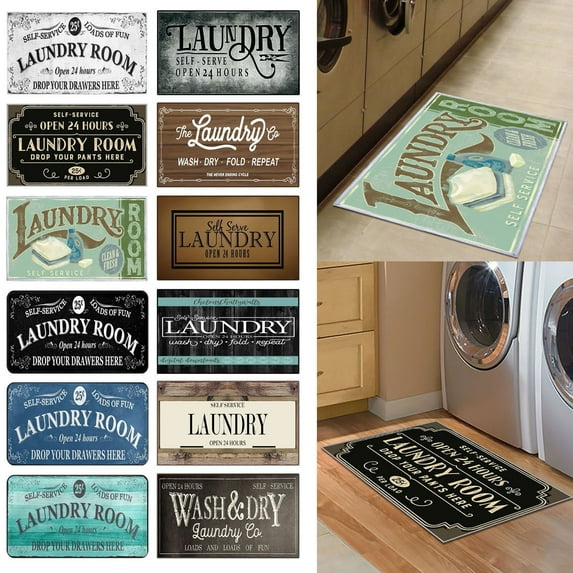 1X Floor Mat Laundry Room Carpet Anti-Slip Kitchen Floor Mats Bathroom Laundry Room Decorative Accessories Carpet
