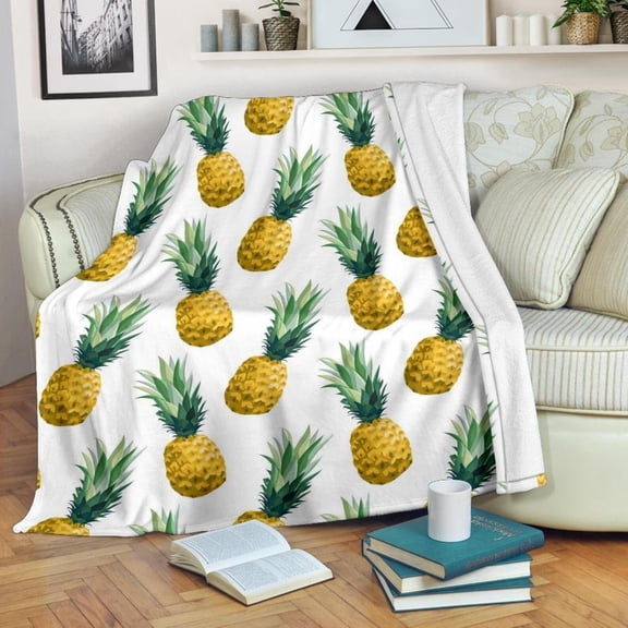 1X Fruit Pineapple Blanket Fruit Velvet Blanket Air Conditioning Blanket Thickened Blanket Nap Blanket Pineapple Fruit 3D Printed Velvet Leisure Children's Blanket Picnic Blanket 1Pc