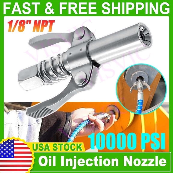 1X Grease Gun Coupler Double Handle High Pressure Quick Release Lock Oil Nozzles