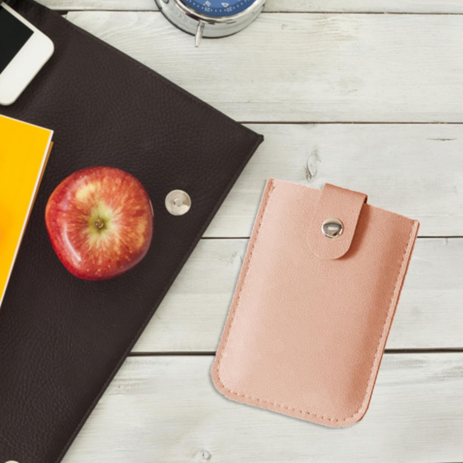 1X Id Card Holder,Pull Out Card Organizer Snap Closure Leather