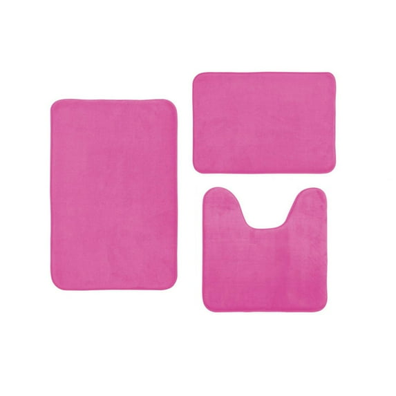 1X Large Carpet, 1X Small Floor Mat, 1X Toilet Mat Coral Velvet Memory Cotton Mat Bathroom Absorbent Non-Slip Carpet 3 Pcs/Set