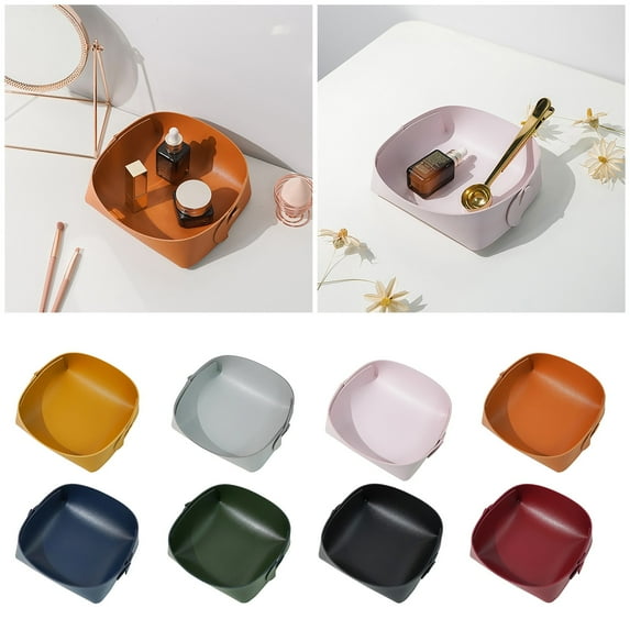 1X Leather Storage Tray Tray Leather Tray Tray Men Ladies Jewelry Key Tray Desk Storage Board Key Coin Phone Jewelry Wallet Home Textile Storage