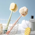 thumbnail image 1 of 1X Long Handle Double Head Bath Brush Loofah Back Scrubber Long Handle Shower Body Brush With Soft Mesh Sponge for Women Skin Exfoliating Bath Massage Bathroom Products, 1 of 4