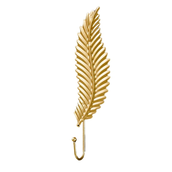 1X Metal Leaf Hook Perforated Free Decorative Coat Hook Wrought Iron Light Home Luxury Metal Leaf Hook