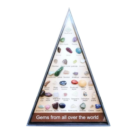 1X Mineral Specimen - 36 Types of Natural Crystal Gemstones Ore Triangle Sets Rock Polishing Geological Teaching Materials
