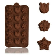 1X Mold,Silicone 15-Piece Tulip Flower Chocolate Mold Ice Tray Mold Diy Baking Tool,Silicone Molds for Candy Molds Cake Baking Silicone Shapes Kitchen Dining & Bar