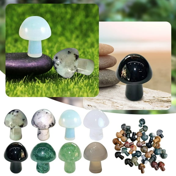 1X Natural Stone Mini Mushroom Stone Clearance! Nomeni Crystal Mushroom Flower Pot Fish Tank Ornament (01-Water Grass Stone), Room Decor Promotion Sale!