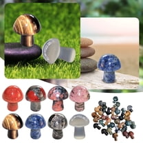 1X Natural Stone Mini Mushroom Stone Clearance! Nomeni Crystal Mushroom Flower Pot Fish Tank Ornament (09-Red Jasper), Room Decor Promotion Sale!