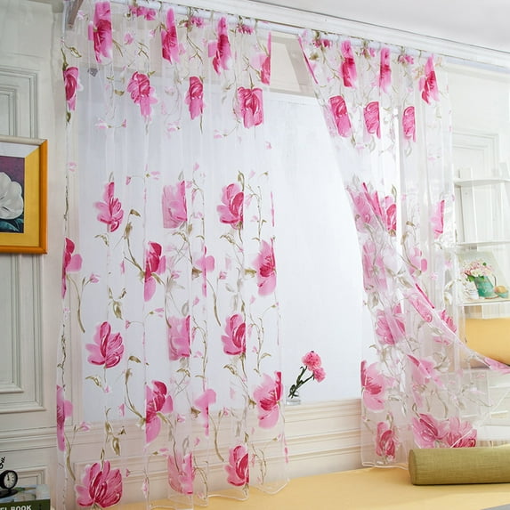 1X One Curtain Clearance! 1 Pcs Vines Leaves Tulle Door Window Curtain Drape Panel Sheer Scarf Valances Curtain