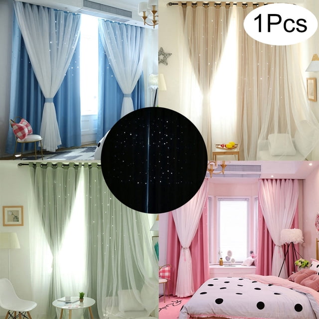 1X One Curtain (Double Curtain) Clearance! Starry Sky Sheer Curtain