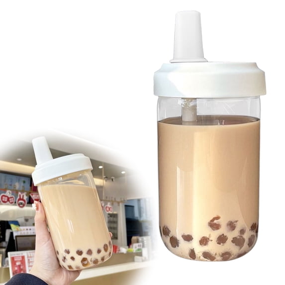 1X Pearl Milk Tea Straw Cup,Travel Cup Milk Tea Cup And Large Capacity Wide Mouth Family Cup 500Ml Drink Straight From A Large Plastic Cup With A,Pearl Milk Tea Straw Cup Pink A
