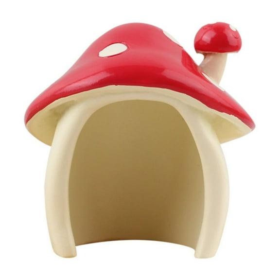 1X Pink Mushroom House Resin Ornament - Hamster Jumping Hideout Pet Hamster Decor Pet Enclosure Small Animal Homes and Habitats