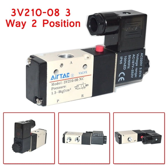 1X Pneumatic Solenoid Valve Airtac Type 3V210-08 3-Way 2 Position 1/4 Dc24V Kit