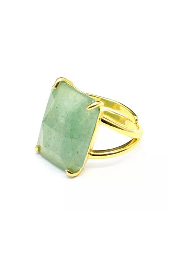 1X Rectangle Faceted Crystal Ring Chakra Gemstone Quartz Jewerly Gift Adjustable