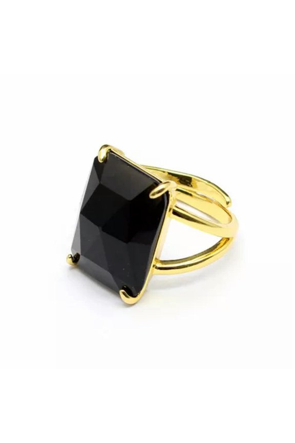 1X Rectangle Faceted Crystal Ring Chakra Gemstone Quartz Jewerly Gift Adjustable