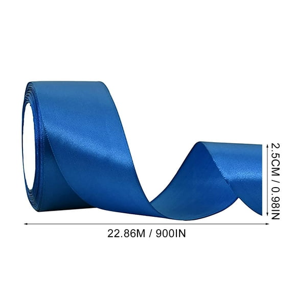 1X Ribbon Yellow Blue Double Sided Satin Width 2.5Cm for Bow Bouquet, Gift Wrapping, Shower, Flower Arrangement