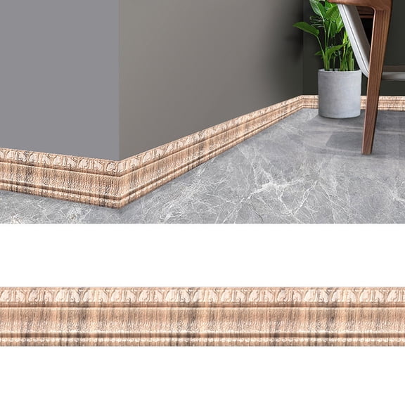 1X Skirting Wall Sticker,3D Selfadhesive Waterproof Pattern Wallpaper Border Wall Decor Removable Sticker,Waistline Skirting Self-Adhesive Three-Dimensional Wall Sticker (Thin 4.5Mm) L