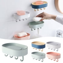 1X Soap Holder Soap Dish Shower Wall Mounted Soap Tray Shower Bathroom Kitchen Countertop Creative Soap Rack With Handy Hook Bathroom Products