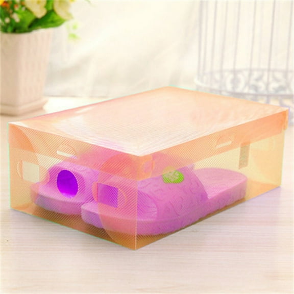 1X Solid Color Storage Box Multifunctional Color Plastic Storaget Box, Clear Foldable Shoe Storage Boxes