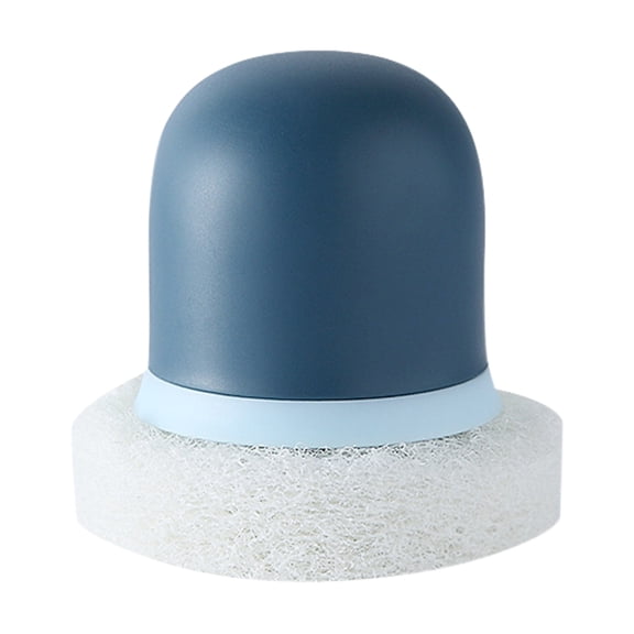 1X Sponge, Sky Blue Sponge, Fdelink Sponge Kitchen Pot Brush with Handle Reusable and Washable Eraser Cleaner Rust Removal Tool Sink Pot Dish Scrubber Bathroom Decontamination Cleaning Brush