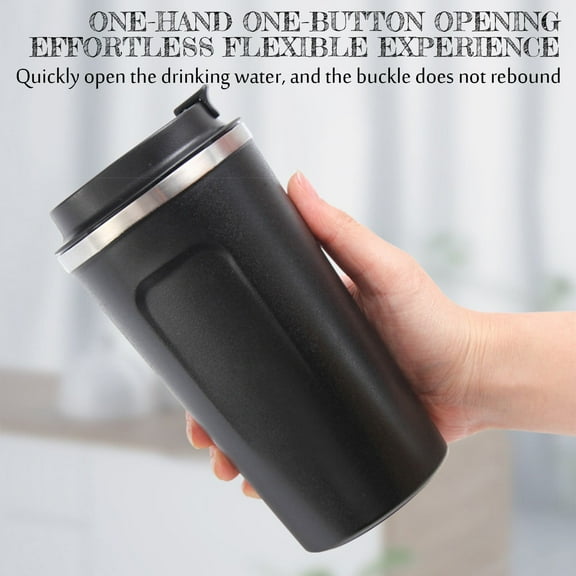 1X Stainless Steel Double-Layer Thermos Cup,New 304 Stainless Steel Coffee Cup Double-Layer Vacuum Portable Thermos Cup Simple and Stylish Business Office Gift Cup Black B