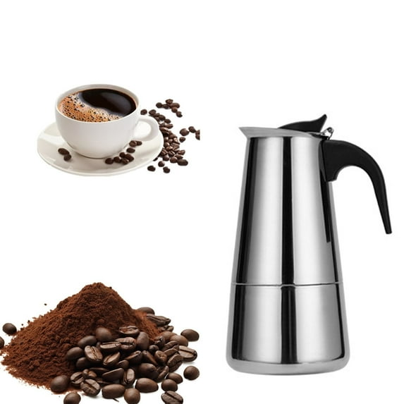 1X Stainless Steel Moka Pot Coffee Maker,Stainless Steel Moka Pot Coffee Pot Straight 2 Cups 100Ml,Stainless Italian Pot Coffee Pot foreign Trade Hot European Coffee Pot