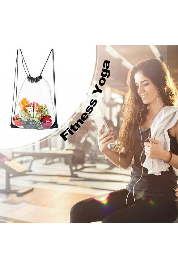 1X Storage Bag Bag Transparent Sports Backpack Beach Bag Storage Drawstring Wash Housekeeping & Organizers